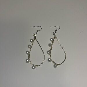 Gold and pearl handmade teardrop earrings